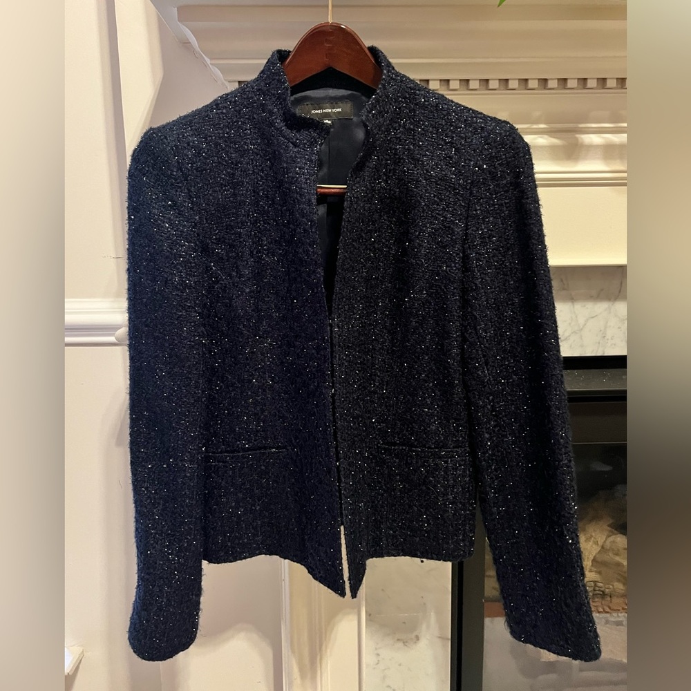 Jones New York Navy Tweed Blazer women Size 4